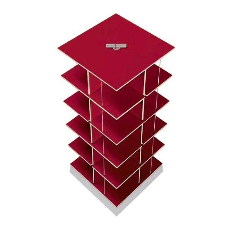 Musikstapler - Etagère pour CD H:87cm - rouge/FU c