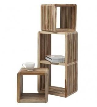Meubles design set de 3 cubes en teck recyclé Mede