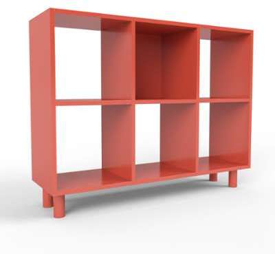 Range CD rouge - bois certifié - 118 x 91 x 35 - m