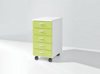 Caisson de bureau VINYL 5 tiroirs blanc/vert
