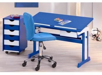 Bureau pour enfant design blanc et bleu avec plate