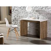 Bureau avec plateau laqué blanc et piétement décor