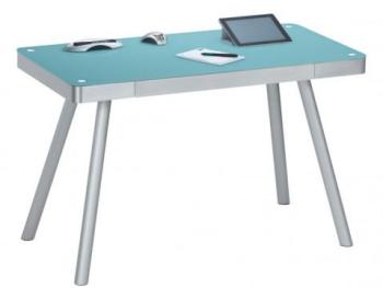 Bureau design Iphone plateau en verre bleu atlanti
