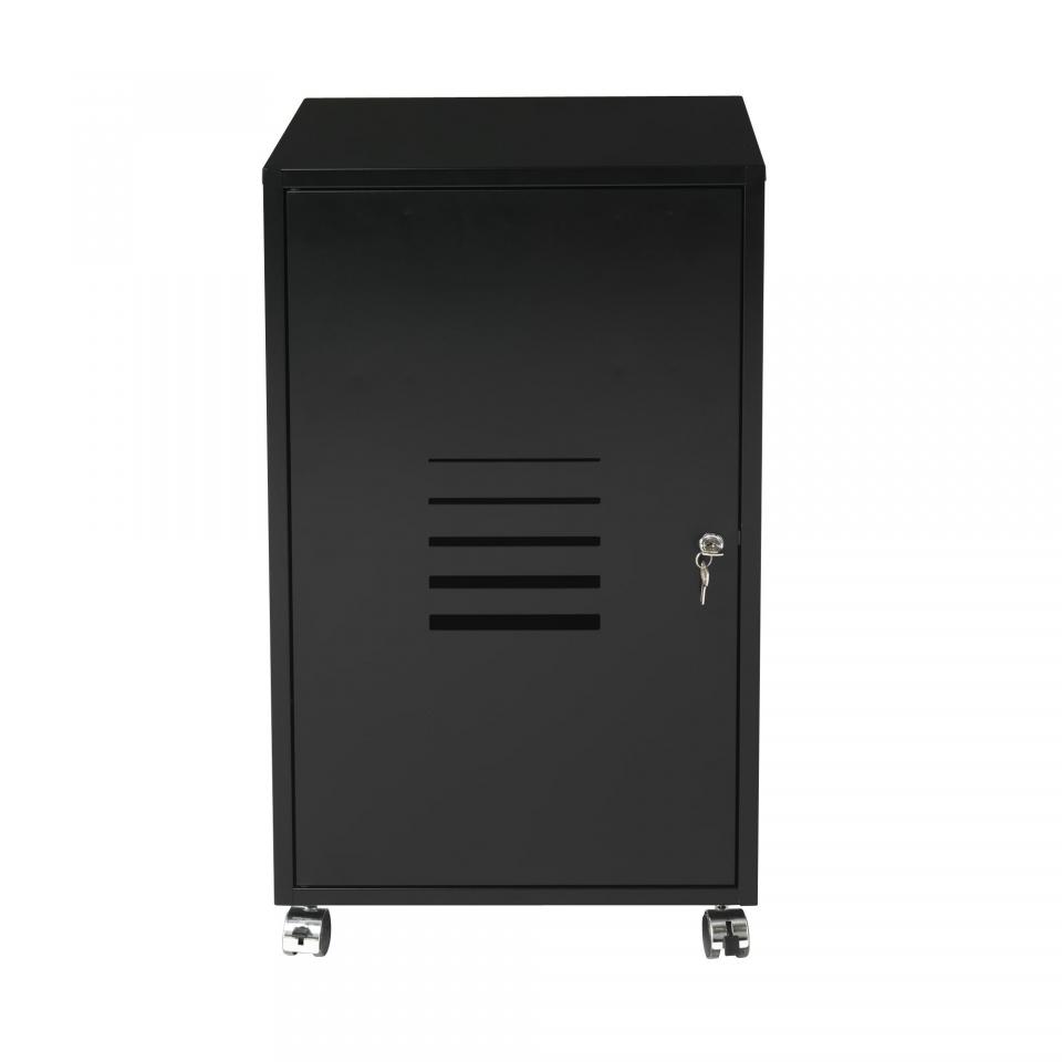Caisson de bureau à roulettes en acier noir {Coule