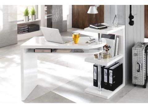 Bureau design blanc laqué avec plateau pivotant Sp