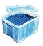 Boite de rangement de 35 litres transparent.