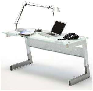 Bureau design avec plateau en verre transparent Lu