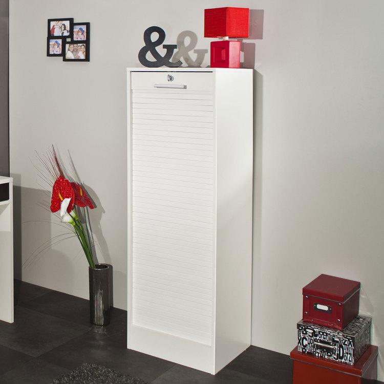 Classeur à rideaux en bois Hauteur 106 cm Blanc