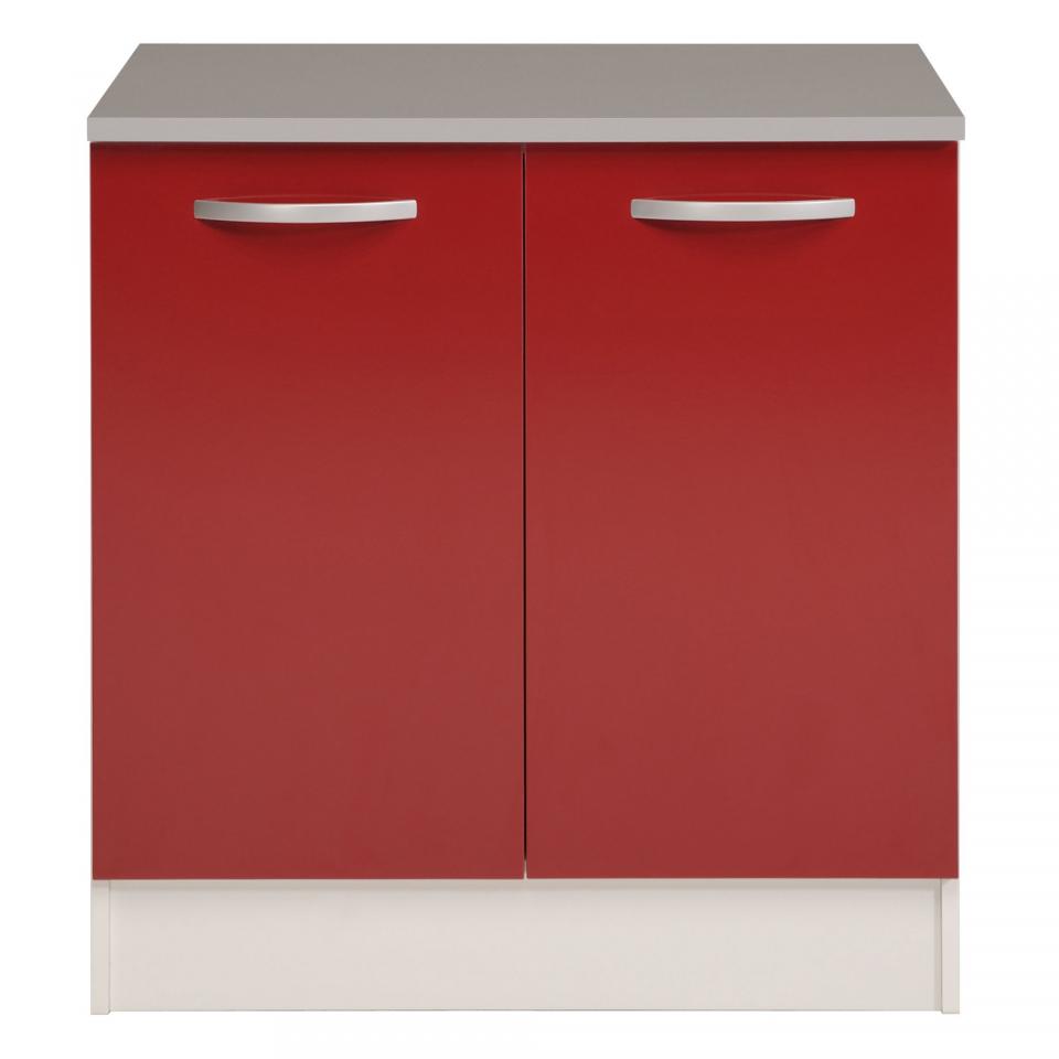 Meuble bas de cuisine 2 portes 80cm Rouge