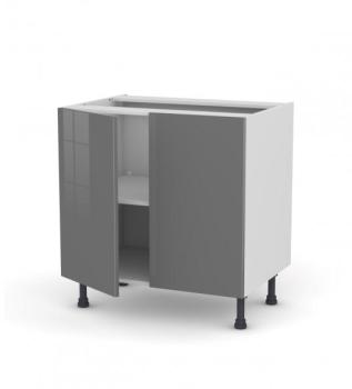 Meuble de cuisine Sous évier STECIA Gris 2 portes L80 Meuble de cuisine Sous évier