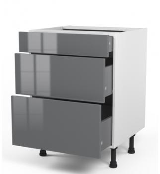 Meuble de cuisine Casserolier STECIA Gris 3 tiroirs Meuble de cuisine Casserolier