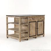 Ilot central de cuisine en bois et marbre Longueur
