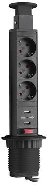 Multiprise cuisine Bloc 3 prises 2 USB Extractible