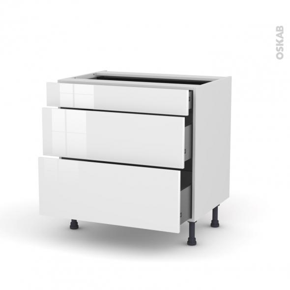 Meuble de cuisine Casserolier STECIA Blanc 3 tiroi
