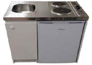Kitchenette 900 Evier inox Frigo blanc 48 et plaqu