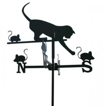 Girouette chat et souris en fer forgé petit modèle Girouette chat et souris en