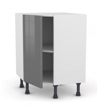 Meuble de cuisine Angle bas STECIA Gris 1 porte L65 Meuble de cuisine Angle bas