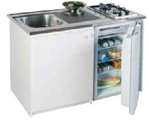 Kitchenette 1000 Eco 400 Evier inox Frigo blanc 48