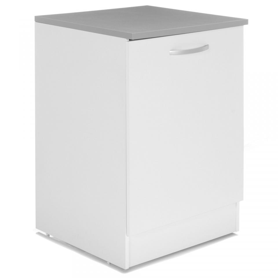 Meuble de cuisine bas blanc 1 porte 60cm Blanc