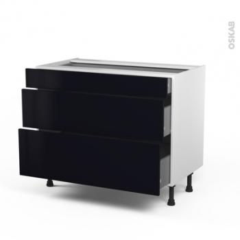 Meuble de cuisine Casserolier GINKO Noir 3 tiroirs Meuble de cuisine Casserolier