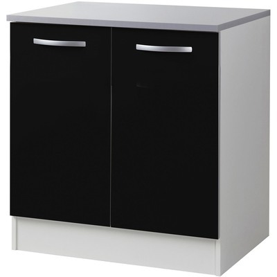 Meuble sous évier L80xH86xP60cm - noir - M&S