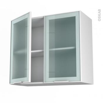 Meuble de cuisine Haut ouvrant vitré Façade blanche Meuble de cuisine Haut ouvrant