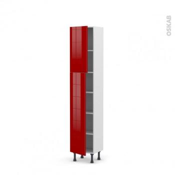Colonne de cuisine Armoire étagère STECIA Rouge 2 portes Colonne de cuisine Armoire