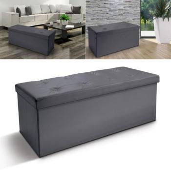Banc coffre rangement PVC gris 100x38x38 cm pliable Banc coffre rangement PVC