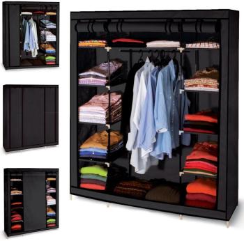 Armoire de rangement noire dressing penderie XXL tissu Armoire de rangement noire
