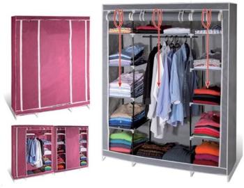 Armoire de rangement Grise dressing penderie XXL tissu Armoire de rangement Grise