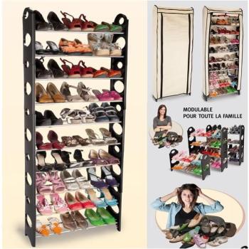 Etagère range chaussures modulable 2 en 1 30 paires Etagère range chaussures modulable