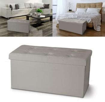 Banc coffre rangement PVC taupe 76x38x38 cm pliable Banc coffre rangement PVC