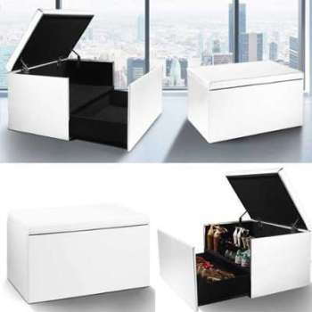 Coffre rangement banquette luxe blanc spécial chaussures Coffre rangement banquette