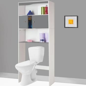 Meuble étagère dessus wc bois coloris gris Meuble étagère dessus wc bois