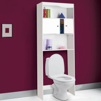 Meuble étagère dessus wc bois coloris blanc Meuble étagère dessus wc bois