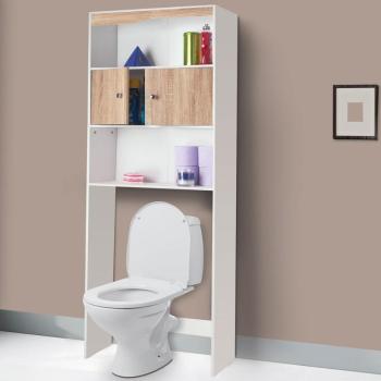 Meuble étagère dessus wc bois coloris hêtre Meuble étagère dessus wc bois