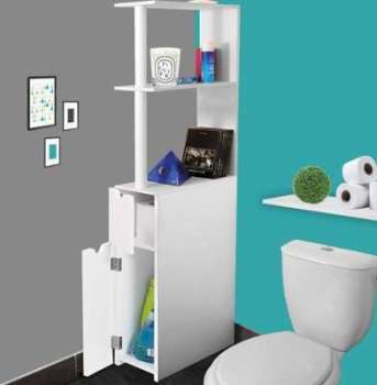 Meuble WC étagère bois gain de place pour toilette Meuble WC étagère bois gain