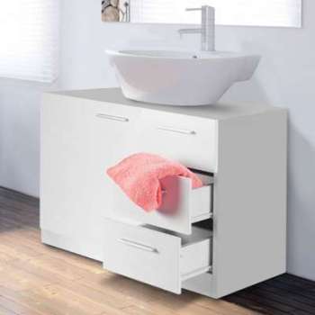 Meuble sous lavabo blanc avec 3 tiroirs pour vasque Meuble sous lavabo blanc avec