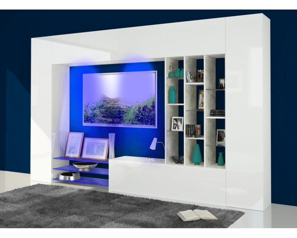 Meuble TV mural design lumineux Petra