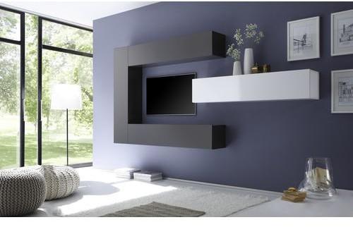 Ensemble meuble TV mural avec rangements - Manoj