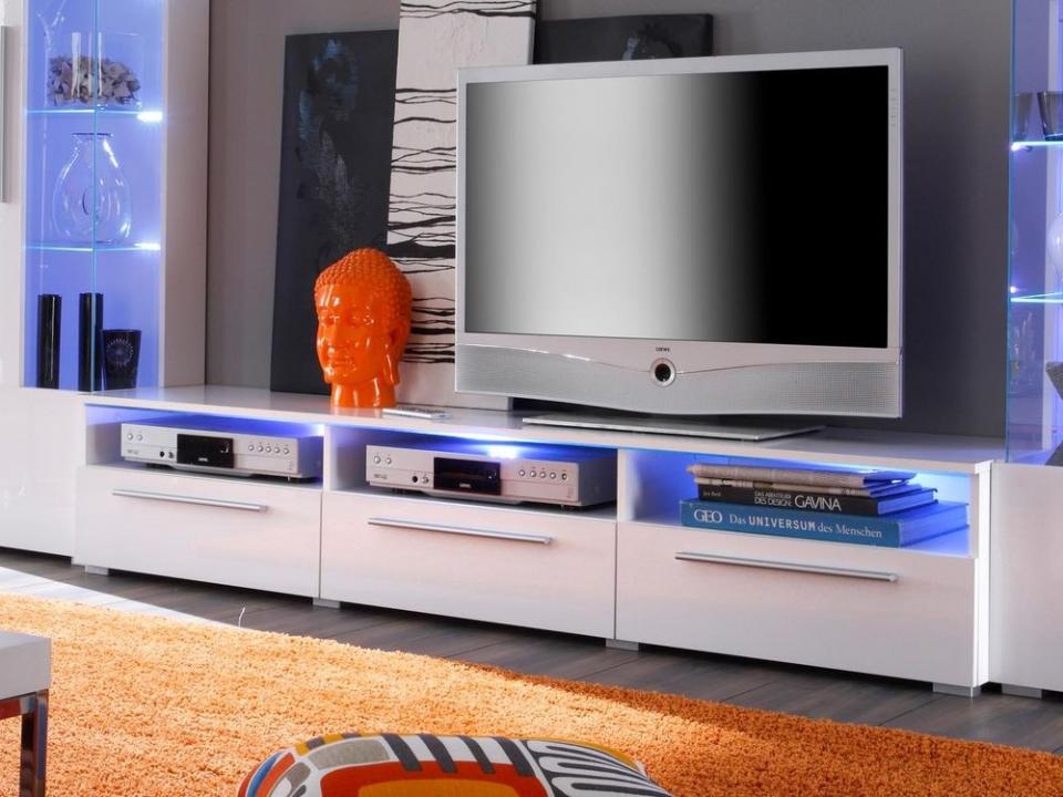 Meuble tv-hifi DONALD 3 portes blanc laqué