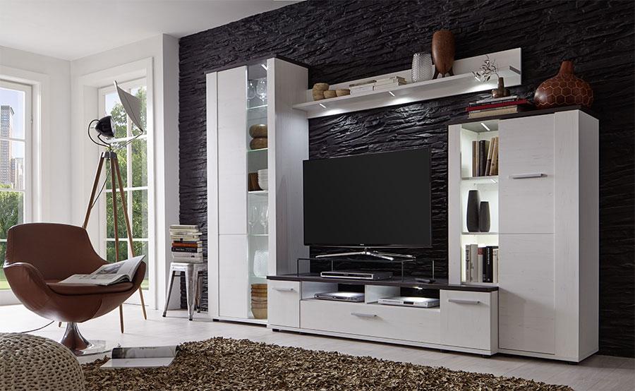 Ensemble meubles TV couleur blanc moderne TARA