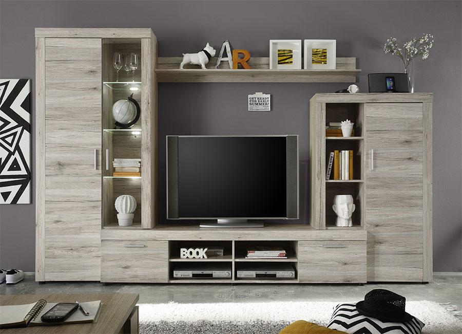 Ensemble de meubles TV teinte bois contemporain DE