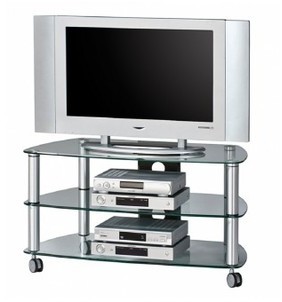 Meuble TV Hifi design aluminium brossé 3 étagères