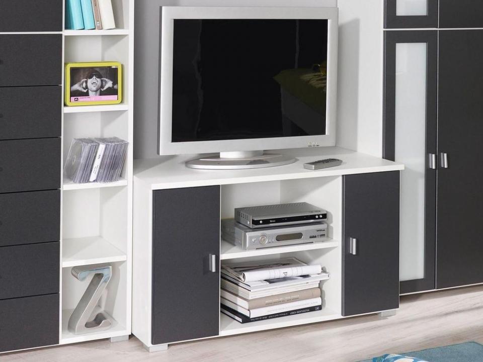 Meuble TV-hifi CHICOS blanc/gris métal