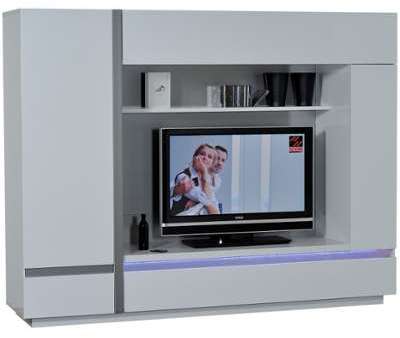Meuble Tv mural blanc laqué avec LED