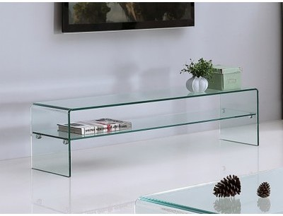 Meuble TV STILEOS - 1 niche - Verre trempé