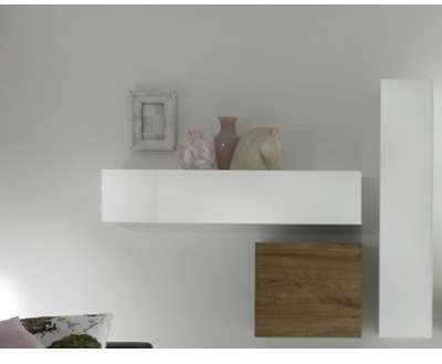 Meuble TV suspendu blanc design MICHELE