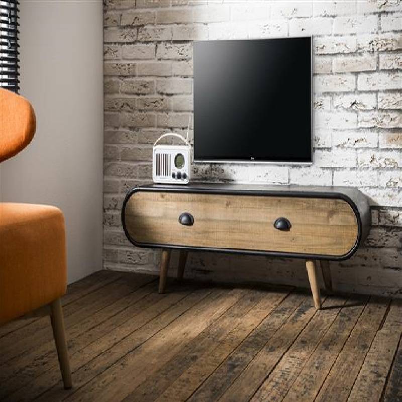 Meuble TV au style industriel KLAUS en chêne vinta