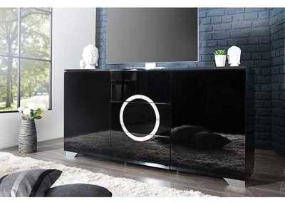 Meuble TV noir de160 cm de largeur en MDF laqué av